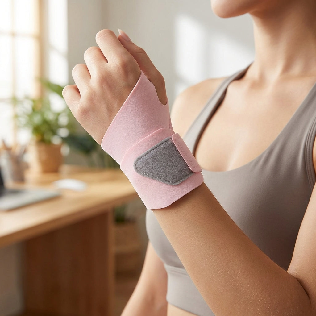Ultra thin breathable wrist guard with adjustable compression support