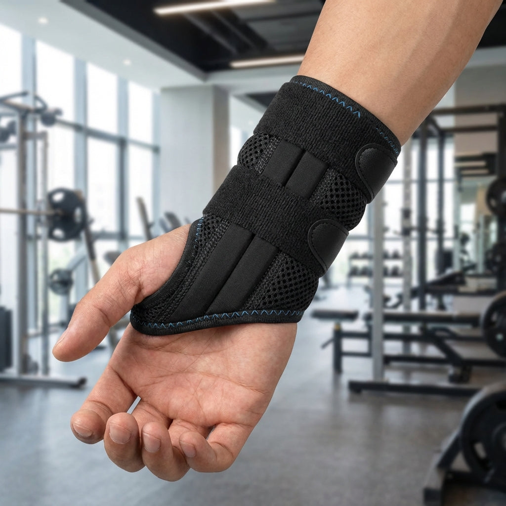 Adjustable wrist stabilizing brace with removable splints for support