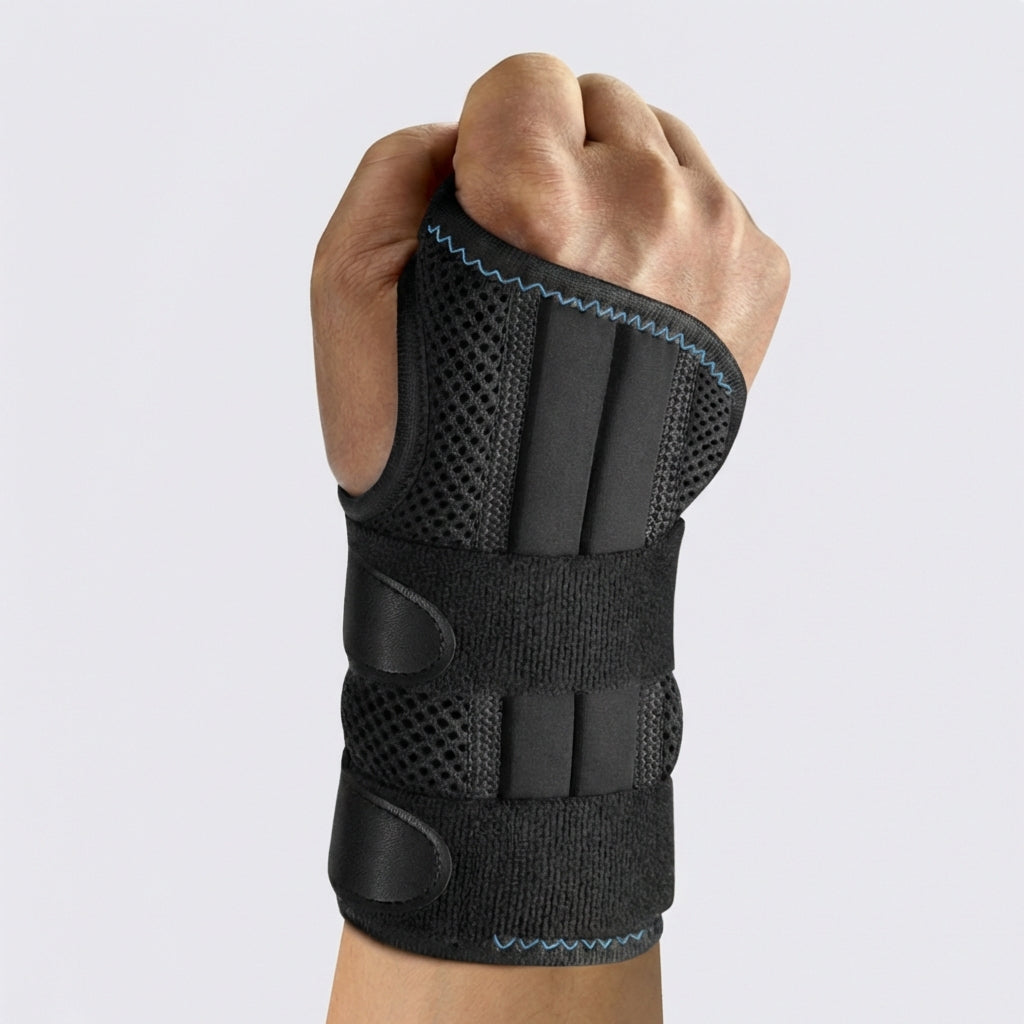 Adjustable wrist stabilizing brace with removable splints for support