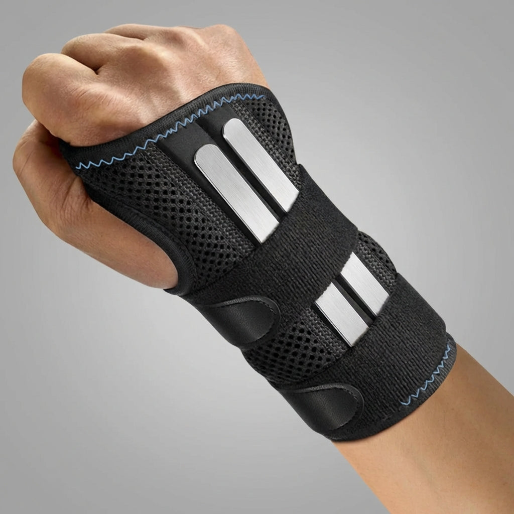 Adjustable wrist stabilizing brace with removable splints for support