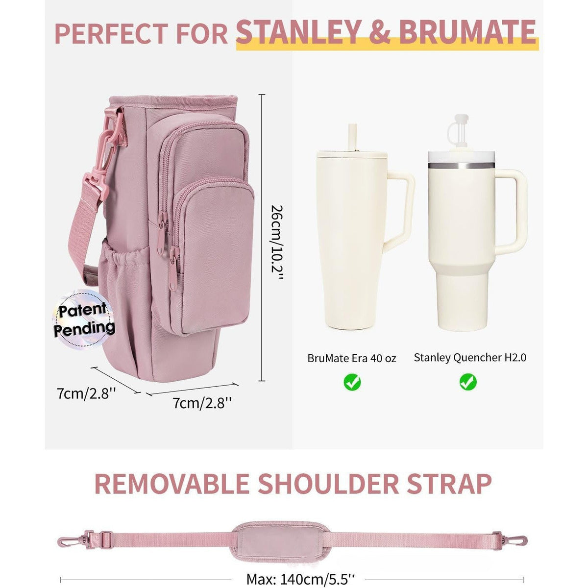 Water Bottle Bag Crossbody, Insulated Water Bottle Purse Crossbody Water Bottle Holder with Strap