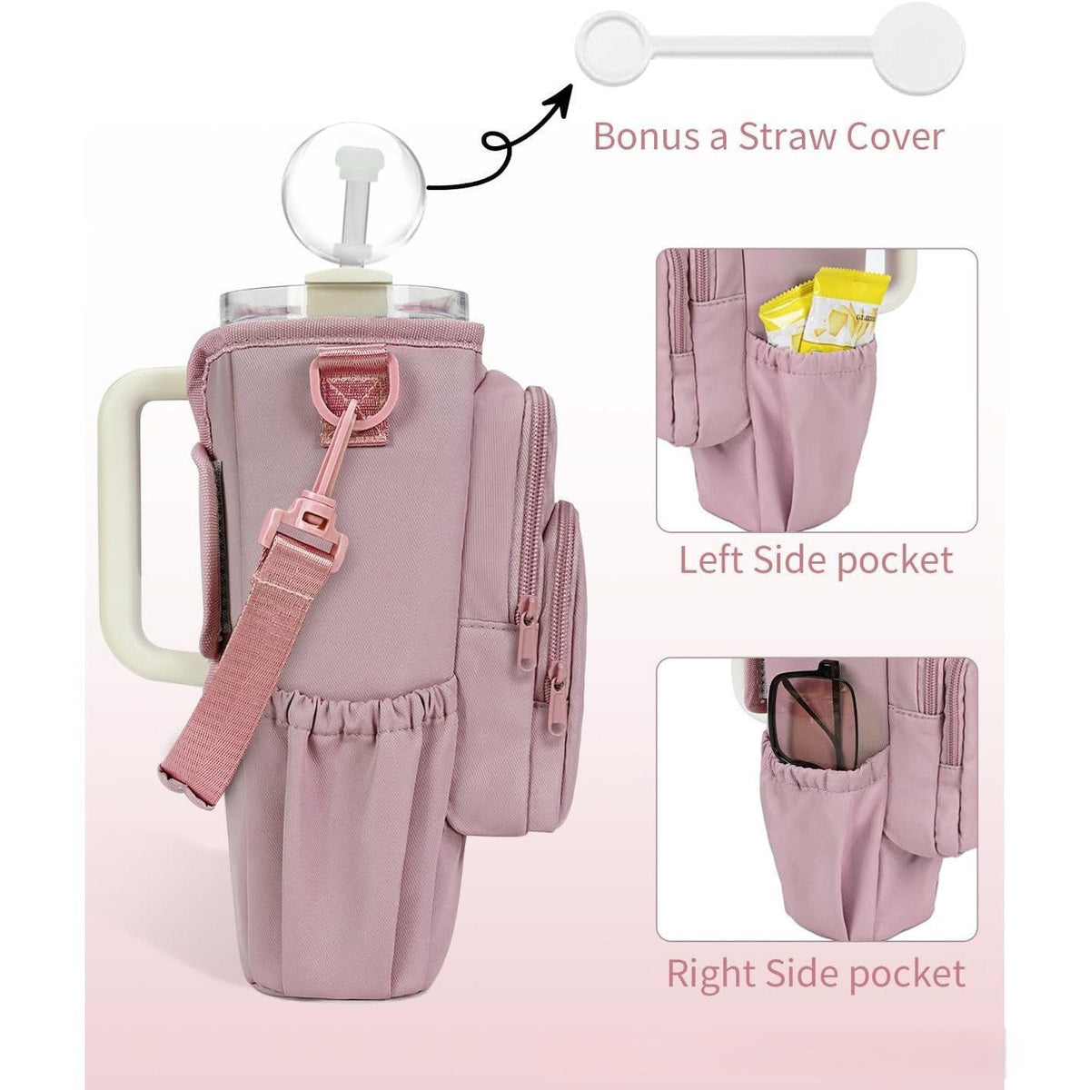 Water Bottle Bag Crossbody, Insulated Water Bottle Purse Crossbody Water Bottle Holder with Strap