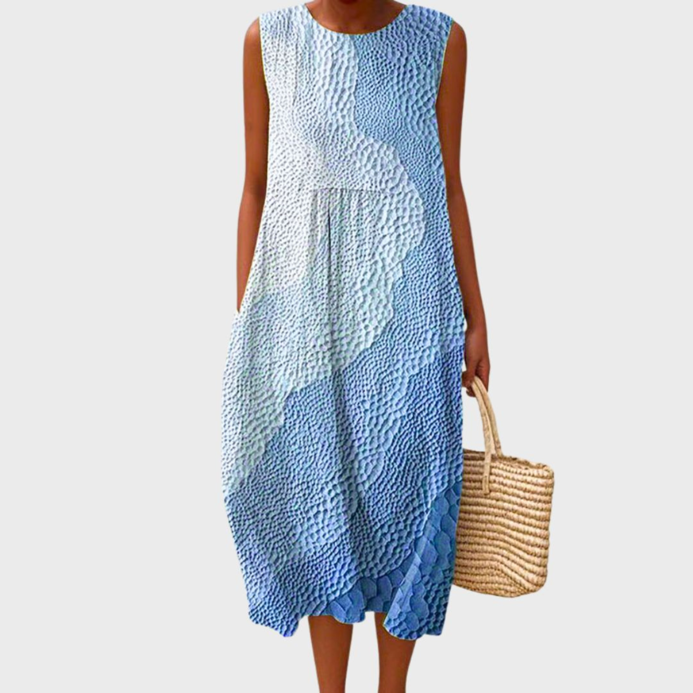 Celrien | Women's Casual Linen Plaid Sleeveless Midi Dress