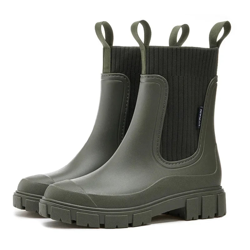 Waterproof Women's Chelsea Rain Boots with Comfort Sole