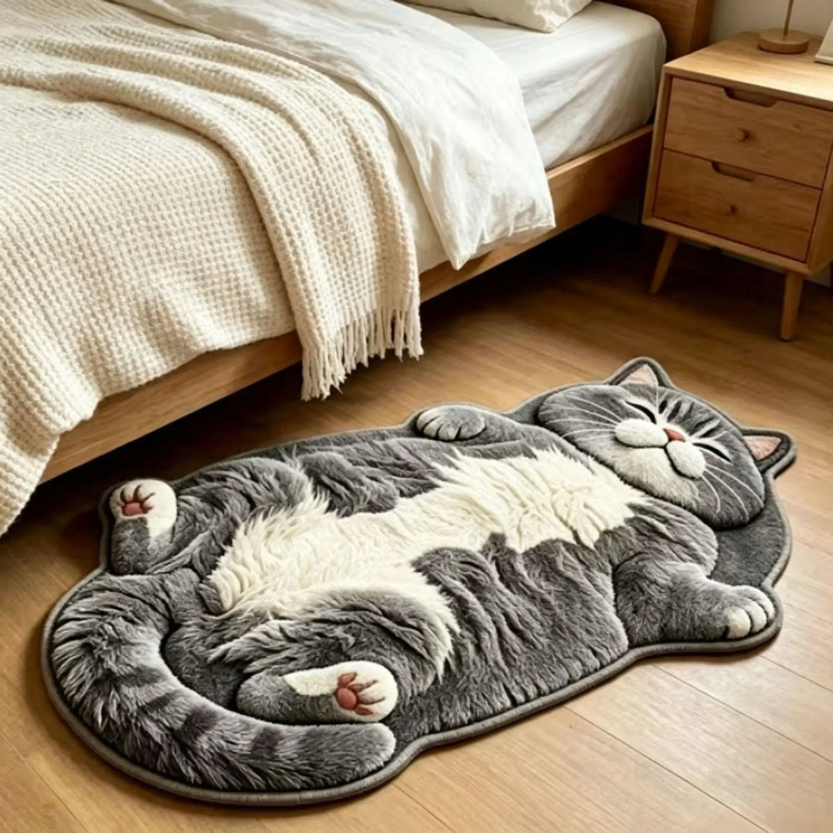 Chubby Tabby Cat Shaped Rug