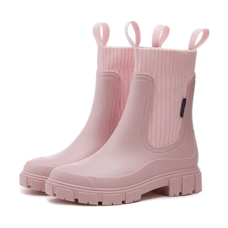 Waterproof Women's Chelsea Rain Boots with Comfort Sole
