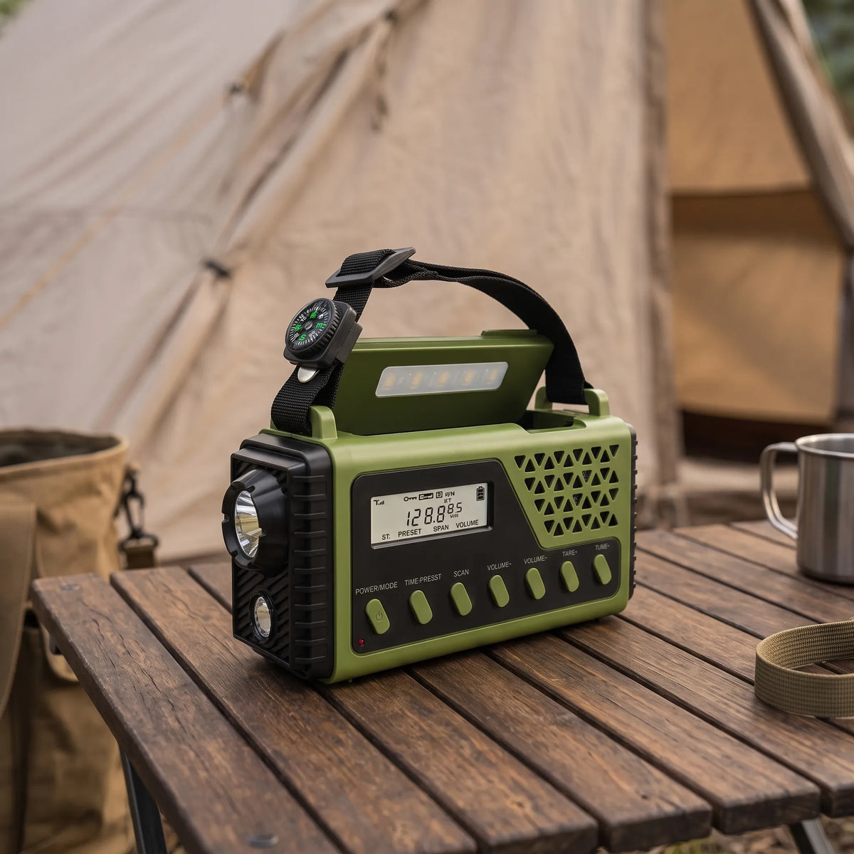 Solar-Powered Emergency Radio with Hand Crank and Power Bank