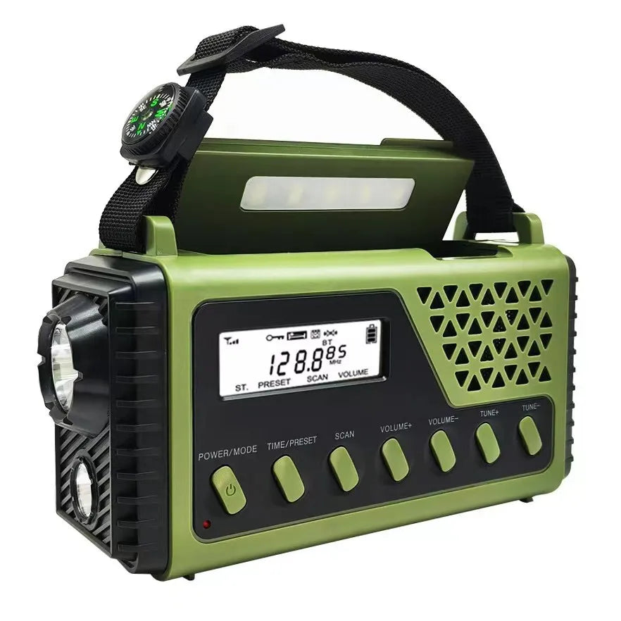 Solar-Powered Emergency Radio with Hand Crank and Power Bank