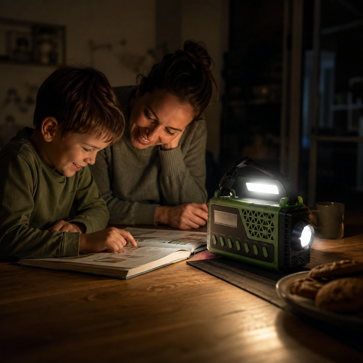 Solar-Powered Emergency Radio with Hand Crank and Power Bank