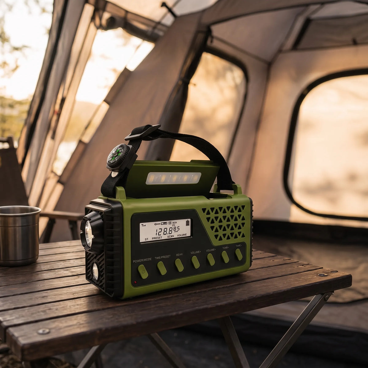 Solar-Powered Emergency Radio with Hand Crank and Power Bank