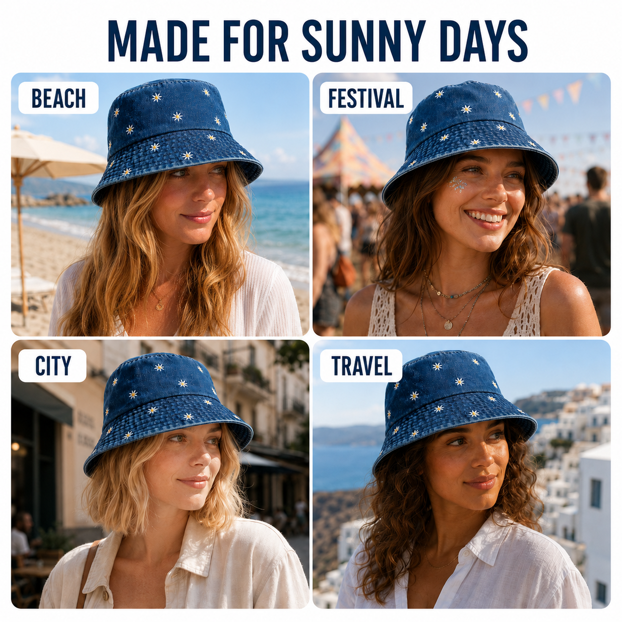 Celrien | Daislyn Daisy Embroidered Bucket Hat