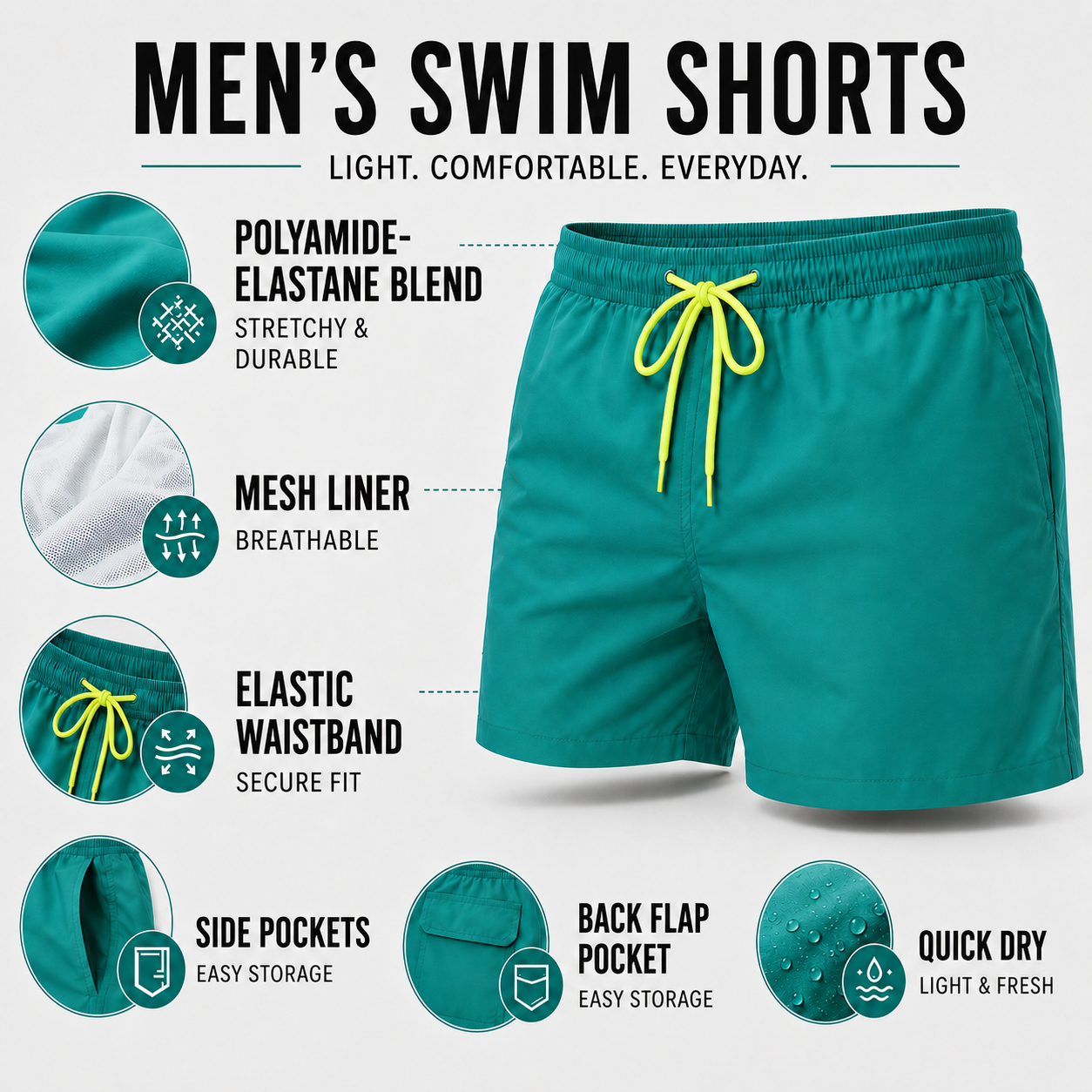 Celrien | Marinex Men's Swim Shorts Short Length