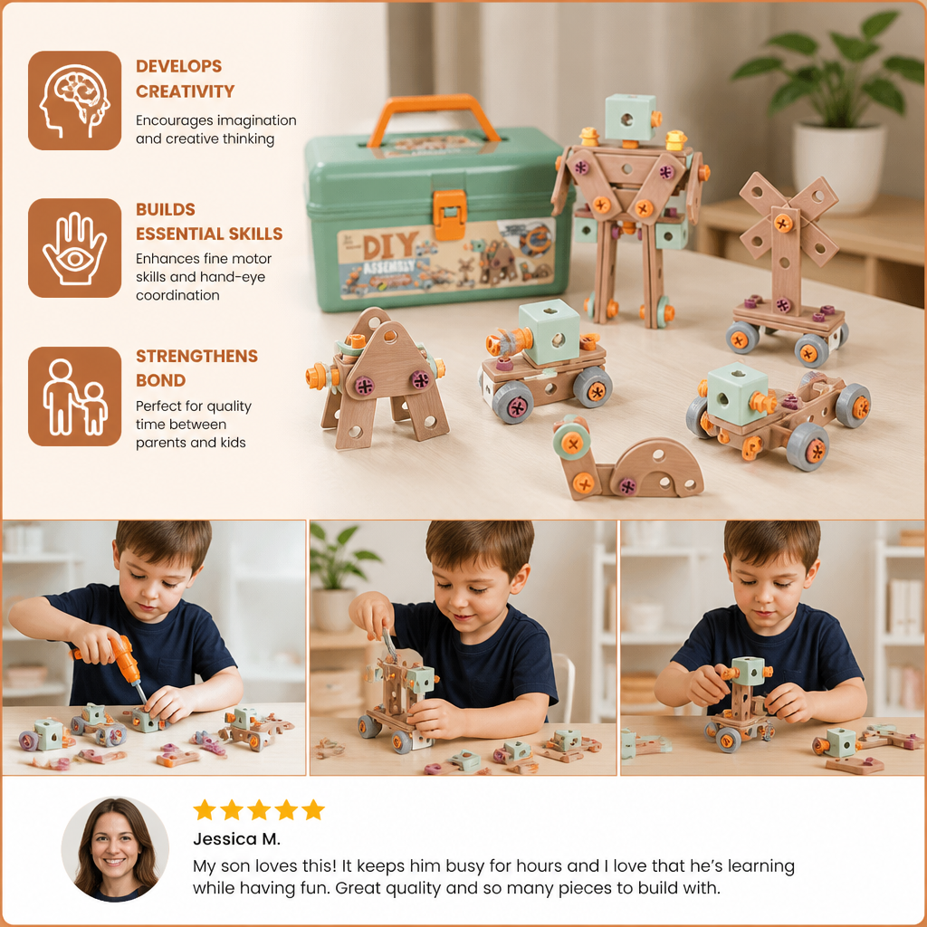 144-Piece Kids Tool Set with Drill & Toolbox