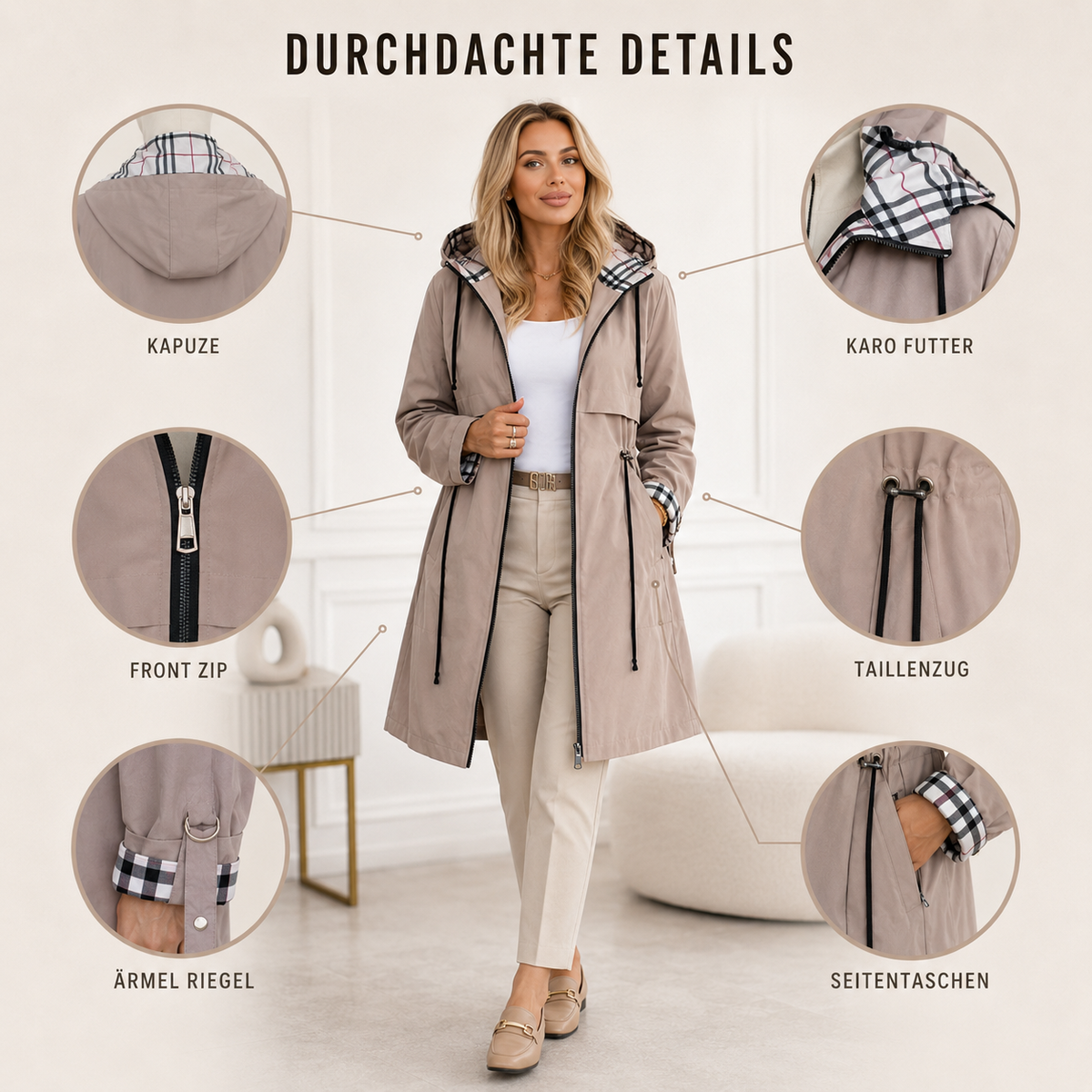 Celrien | Nordlyn Zip Coat Water and Windproof Women's Jacket with Hood