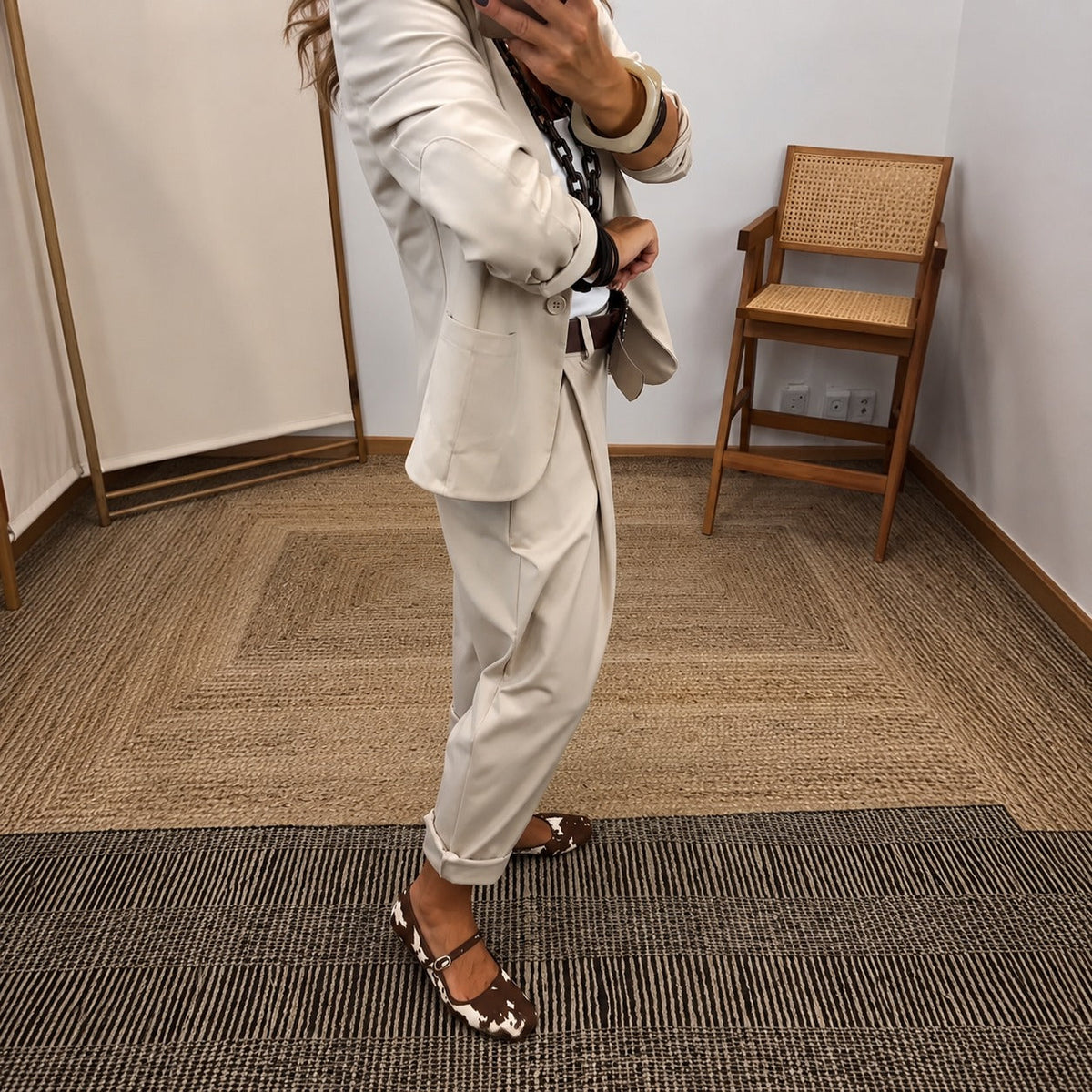 Structured Blazer and Wide-Leg Trousers Set