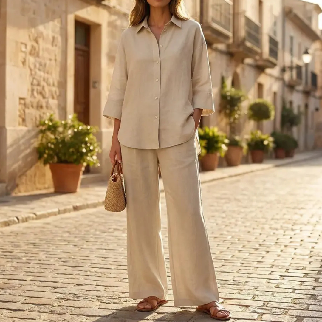 Celrien | Women’s Summer Two Piece Set Lightweight Blouse and Trousers