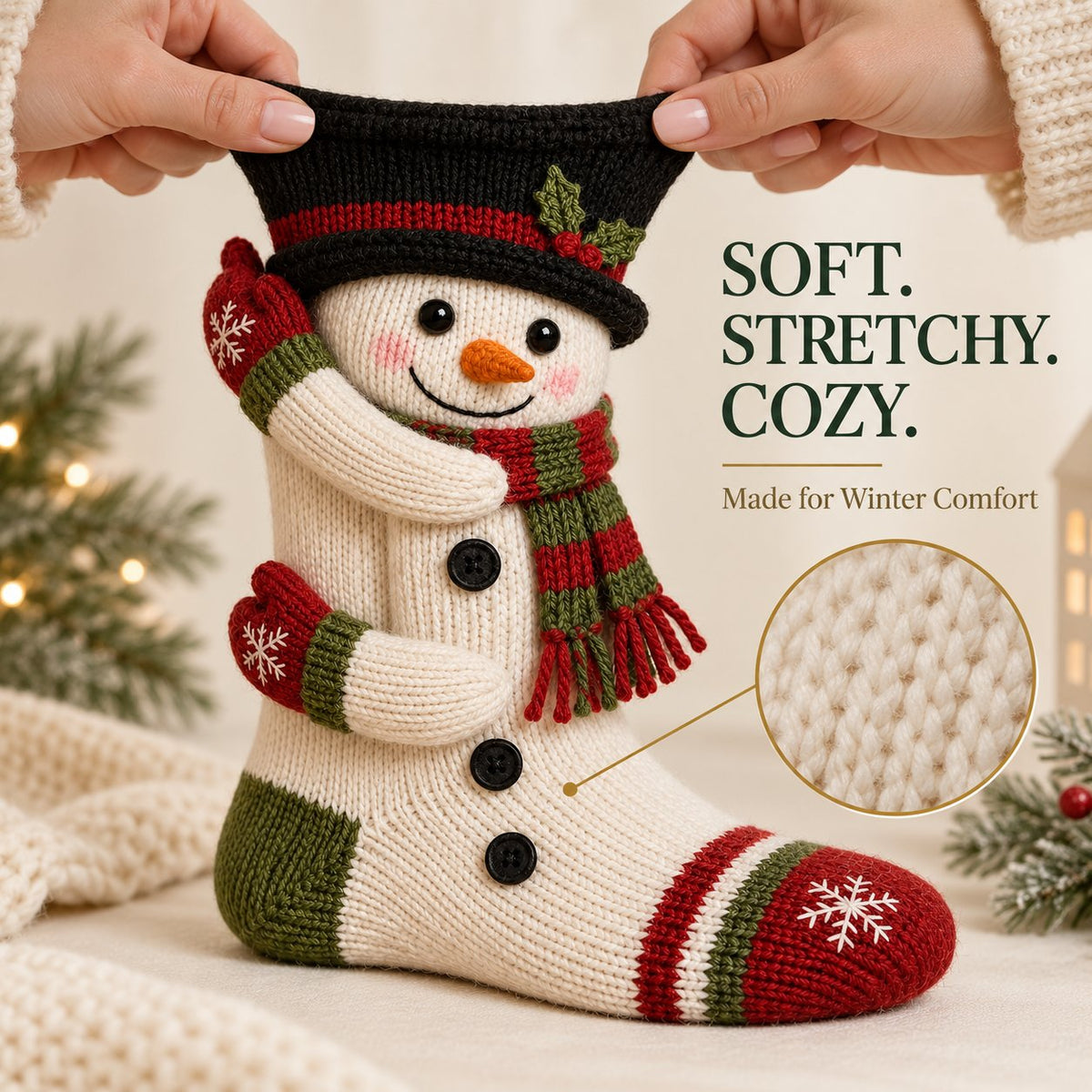 3D Hugging Christmas Cute Knit Holiday Socks