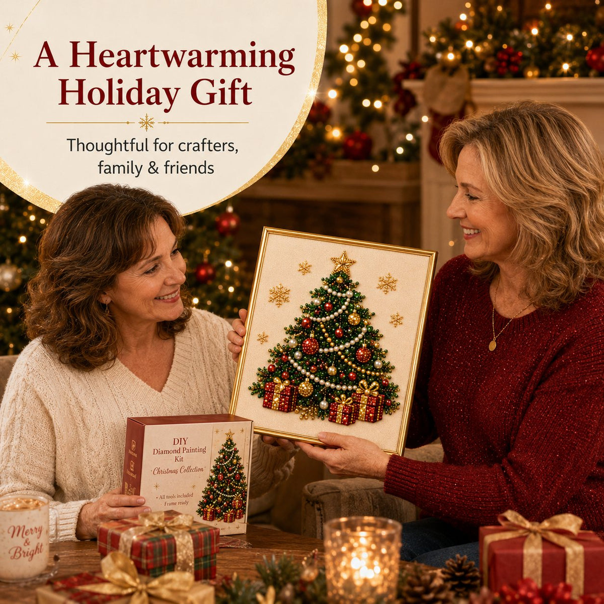 Relaxing & Beginner-Friendly DIY Christmas Pearl Diamond Painting Art Kit With Frame