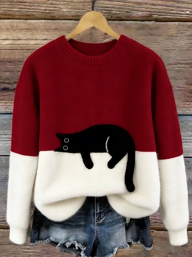 Women's Sweatshirt with Cat Graphic