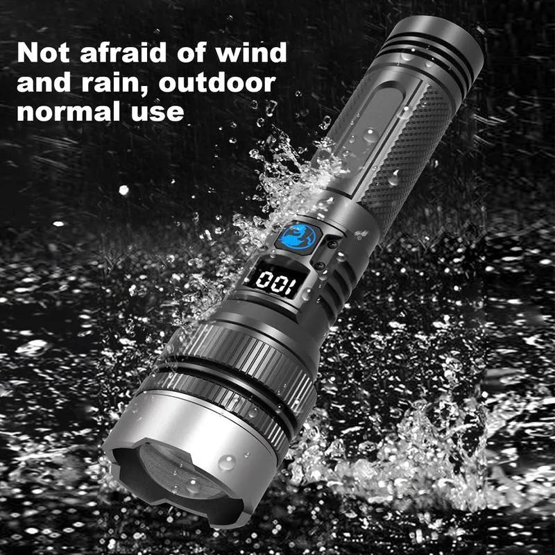 High-Power Rechargeable Zoom Flashlight – 2000LM, Power Bank & Digital Battery Display