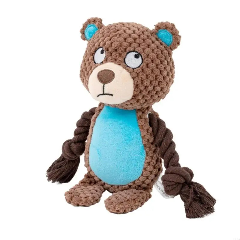 Plush Dog Toy with Cotton Rope - Squeaker & Dental Care