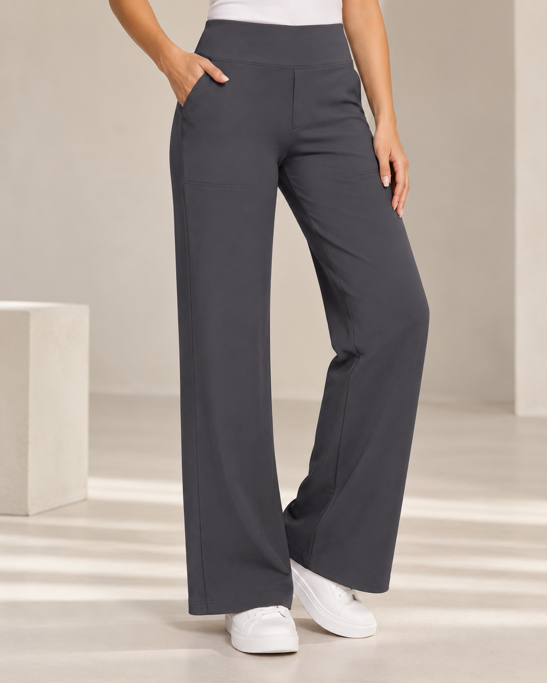 Comfortable Stretch Trousers With Wide Legs
