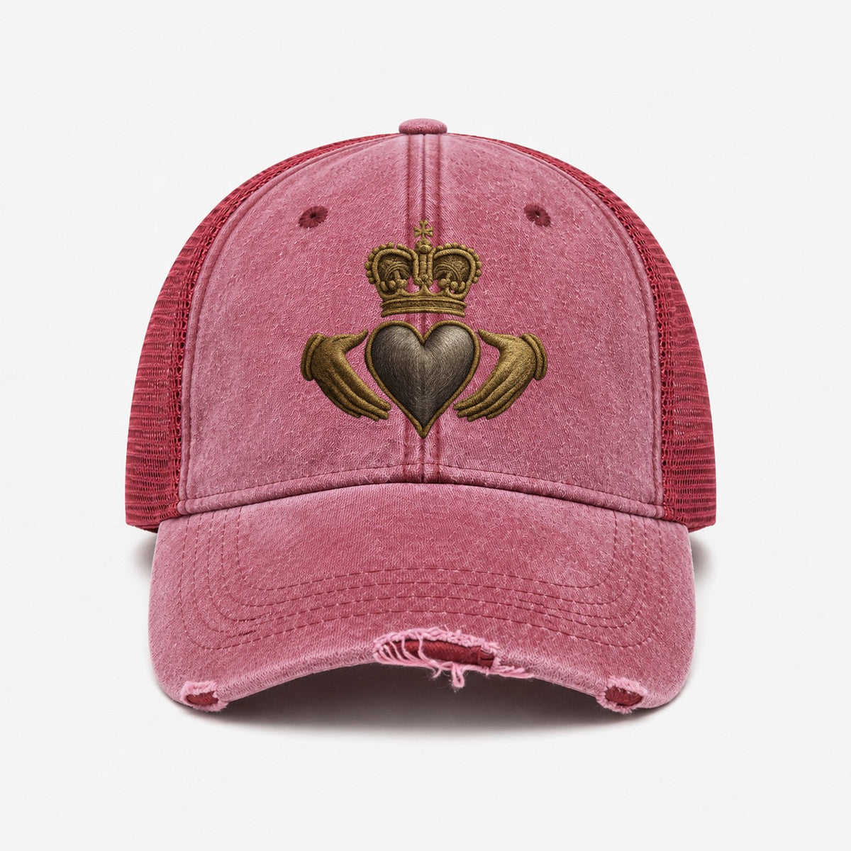 Claddagh Symbol Washed Trucker Hat