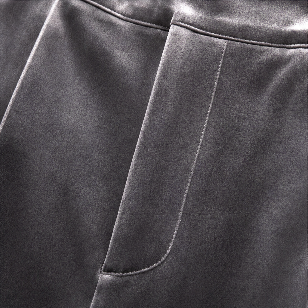 Velvet High-Waisted Wide-Leg Trousers