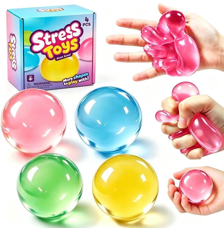 Coconut Oil Squishy 4-Pack, Non-Rebound Stress Balls in Four Colors