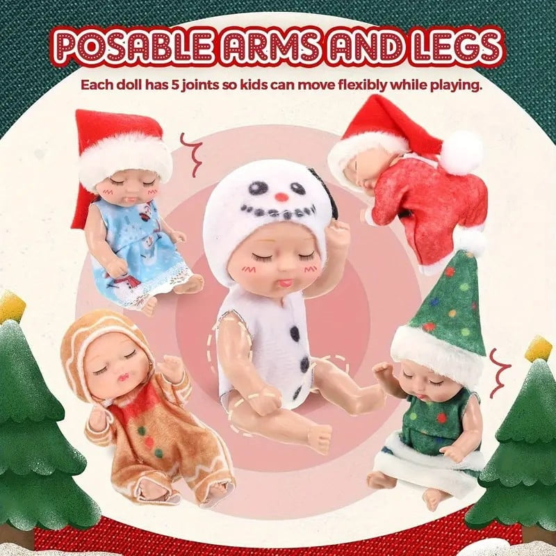 Mini Reborn Baby Dolls, Christmas Set of 6