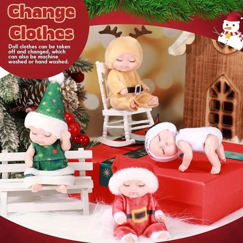 Mini Reborn Baby Dolls, Christmas Set of 6