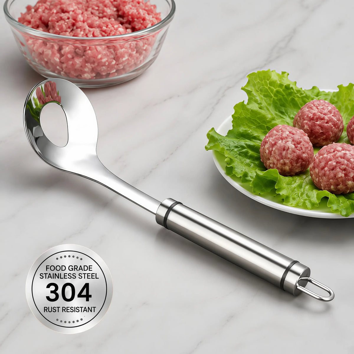 Stainless Steel Meatball Maker Spoon, Non-Stick Meat Ball Extrusion Scoop