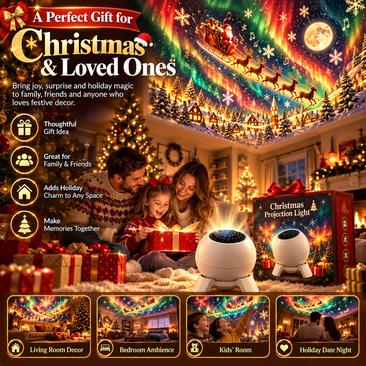 Magical Christmas Scene Projector – Transform Your Room into a Holiday Wonderland