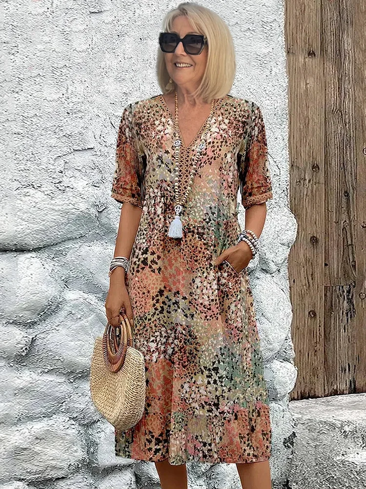 Chic Midi Dress with Flattering Tummy Coverage
