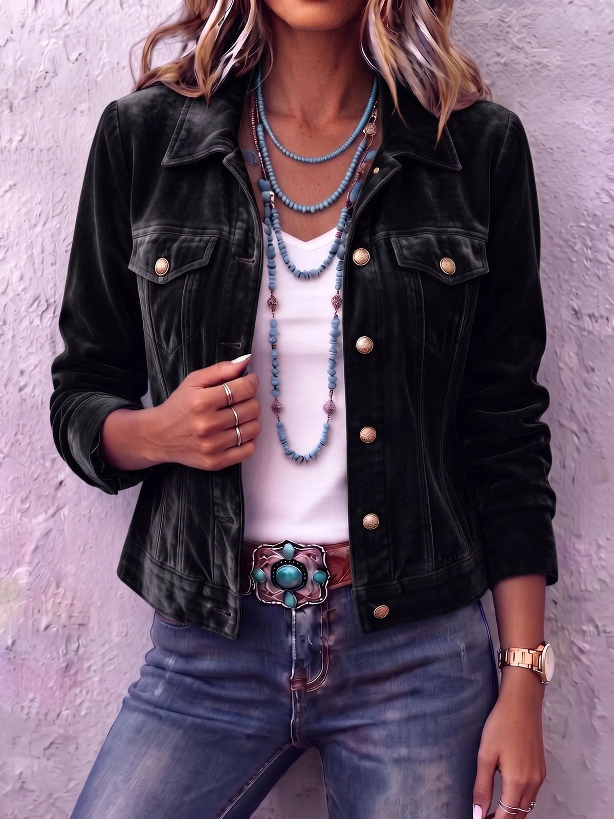 Vintage Wash Button Jacket