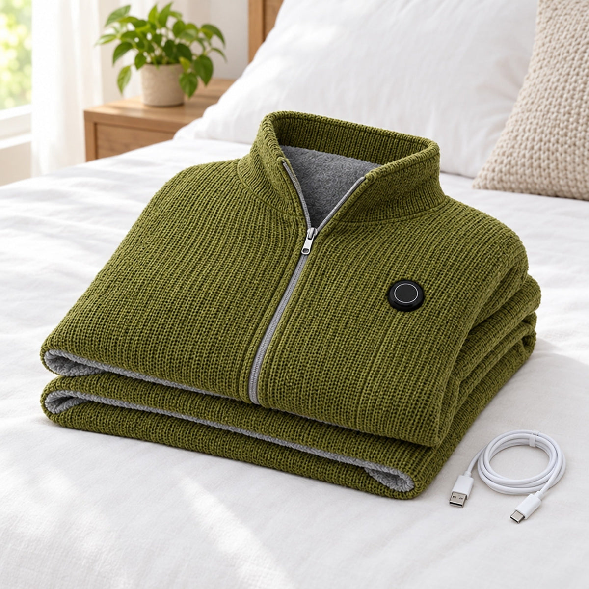 Electric heated shawl with USB power and 3 heat settings
