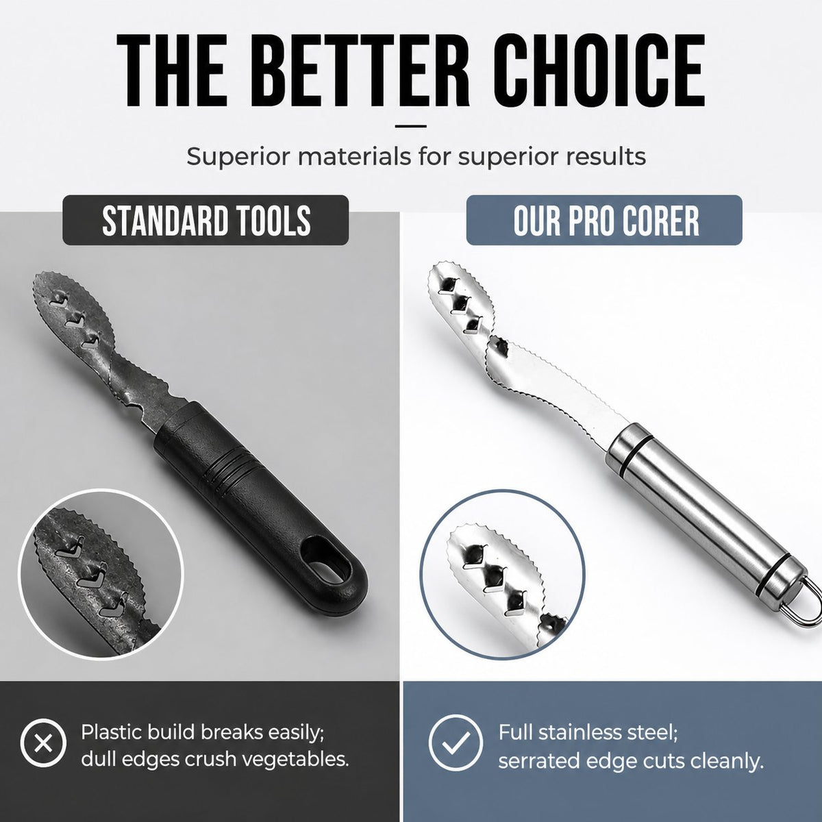 Stainless Steel Pepper Corer | Kitchen Vegetable Seed Remover Tool