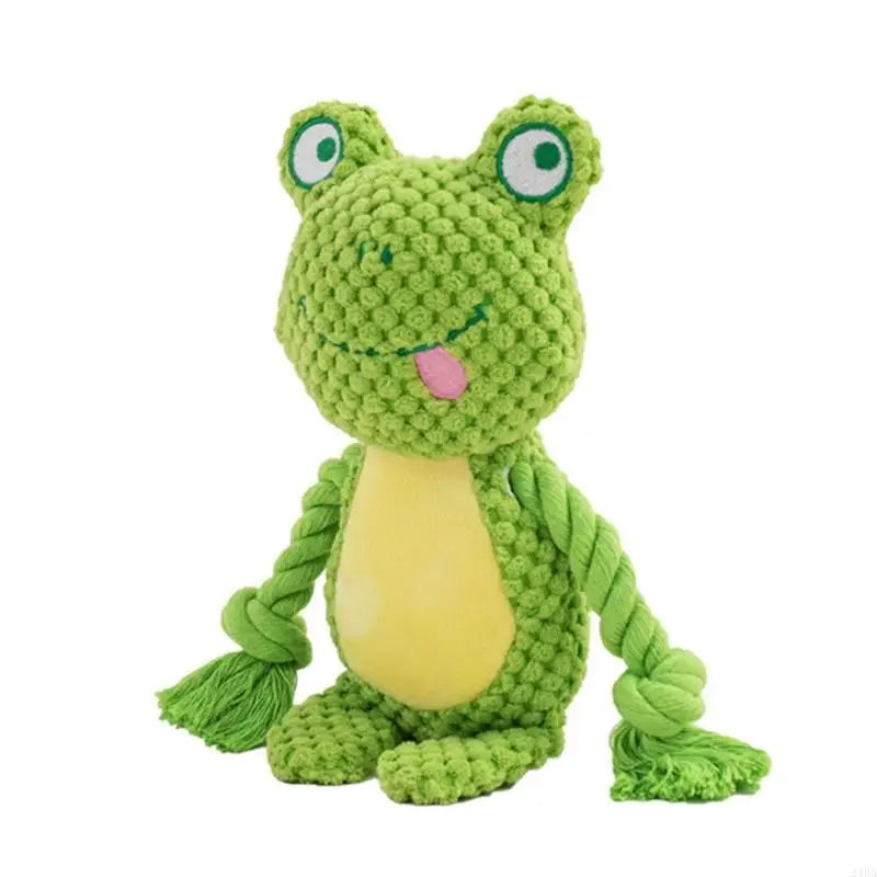 Plush Dog Toy with Cotton Rope - Squeaker & Dental Care