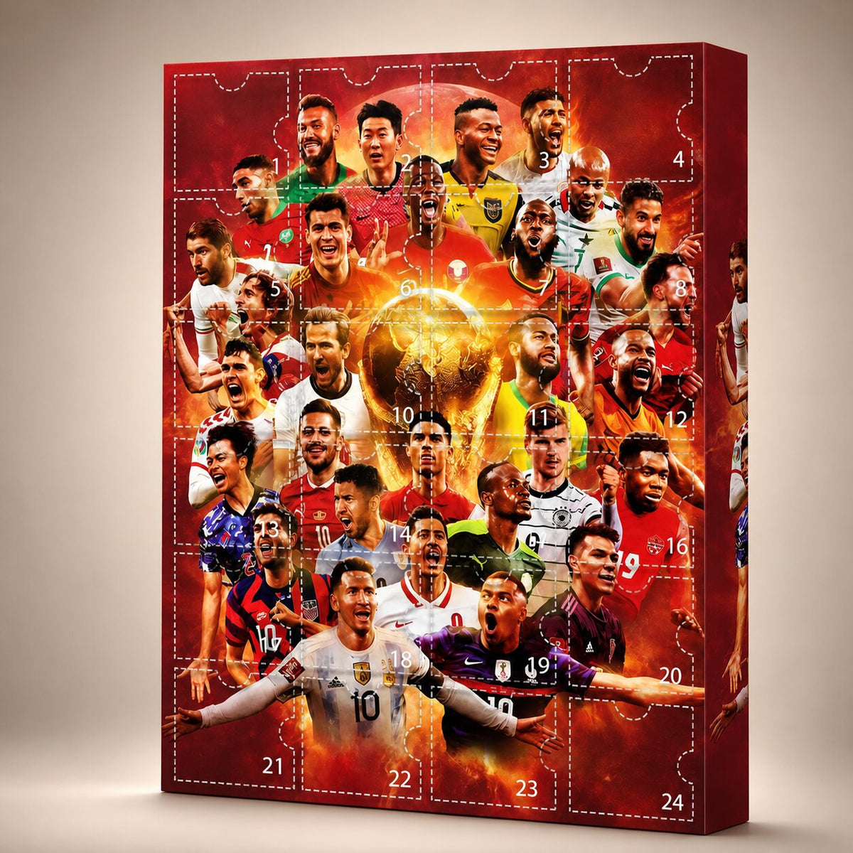 Soccer Advent Calendar 2026 with 3D ornaments and soccer designs