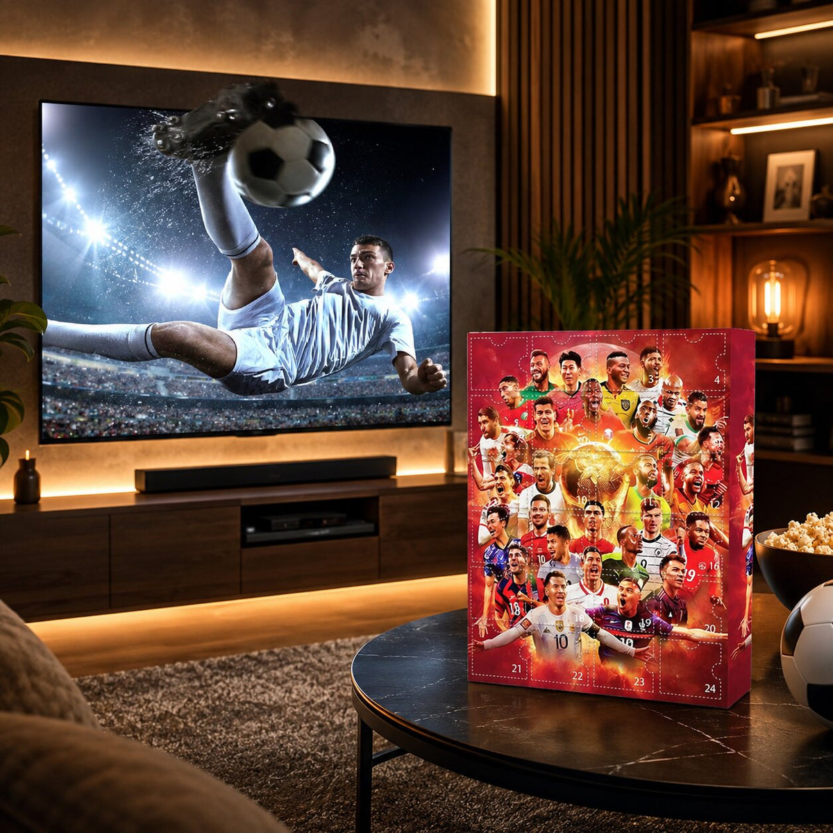 Soccer Advent Calendar 2026 with 3D ornaments and soccer designs