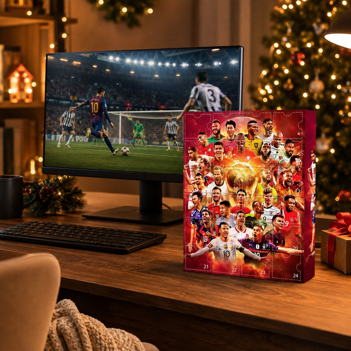 Soccer Advent Calendar 2026 with 3D ornaments and soccer designs