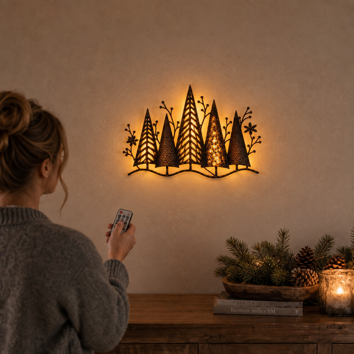 Layered Metal LED Christmas Wall Décor