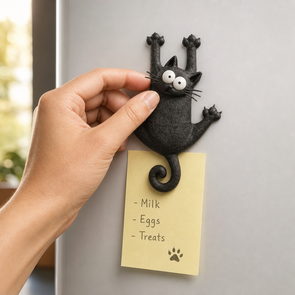 Hanging Black Cat Refrigerator Magnet