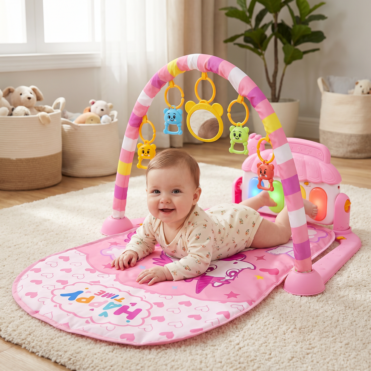 Baby Music Play Gym with Piano - Interactive Sensory Activity Mat (0-24 Months)