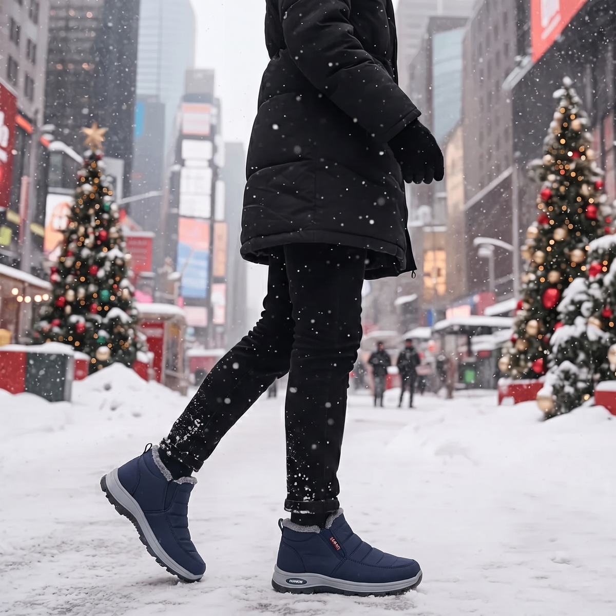 Quilted Waterproof Slip-On Ankle Boots