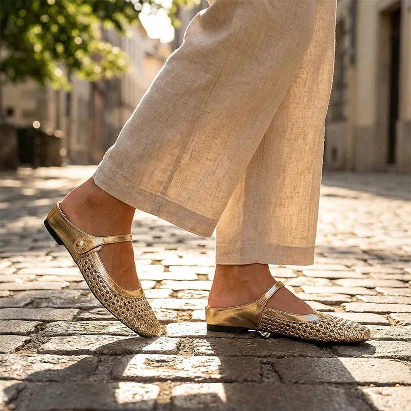 Woven Fabric Clogs with Square Toe
