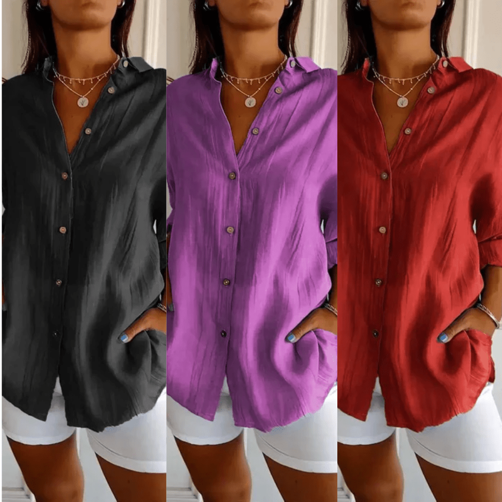 Kit 3 Ibiza Shirts in Cotton Linen – Semi-Pleated Design
