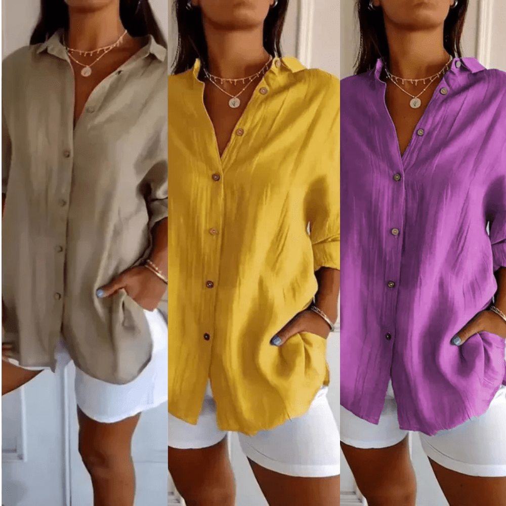 Kit 3 Ibiza Shirts in Cotton Linen – Semi-Pleated Design
