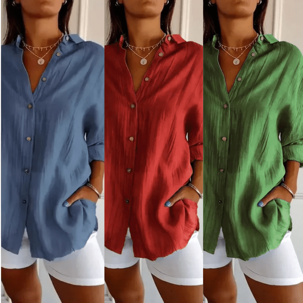 Kit 3 Ibiza Shirts in Cotton Linen – Semi-Pleated Design