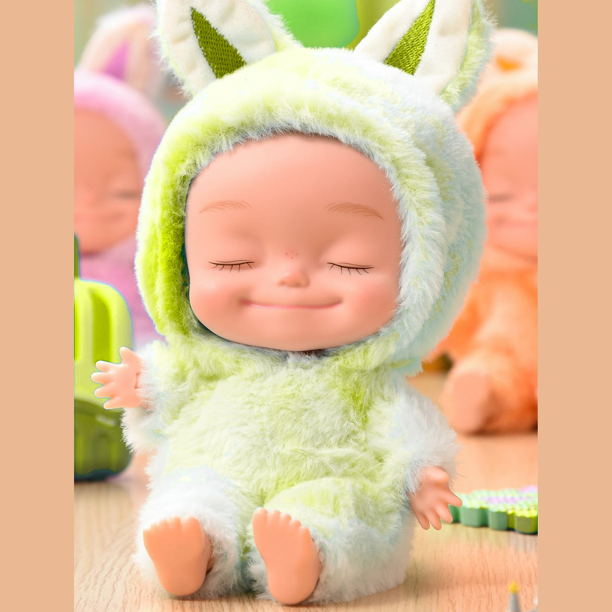 10.6 Inch Plush Animal Onesie Baby Doll with Eyes Closed, Posable